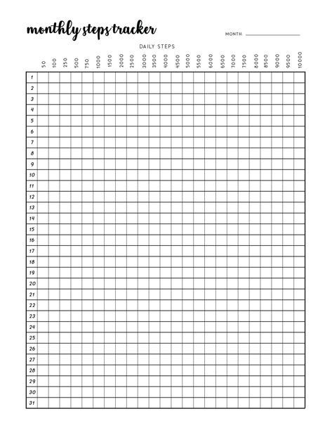 This free printable monthly steps tracker template is perfect for your planner or bullet journal. Use this step tracker printable to track your progress over the month! #monthlystepstrackertemplate #printablestepstracker #stepstrackerprintablefree #stepstrackerbulletjournal #freeplannerprintables #freebulletjournalprintables #bulletjournalideas Dot Journal Template, Monthly Tracker Template, Free Printable Step Tracker, Book Progress Tracker, Daily Steps Tracker, Monthly Journal Template, Steps Journal Tracker, Bujo Steps Tracker, Vitamin Tracker Printable Free