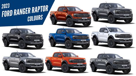 All-New 2023 Ford Ranger Raptor - All Color Options - Images Ford Ranger Raptor 2023, 2023 Ford Ranger, Truck Ford, Ford Ranger Raptor, Vw Amarok, Ford Raptor, Classy Cars, Car Guys, Dream Car