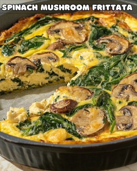 Savory Spinach Mushroom Frittata Recipe Yay Recipes, Mediterranean Diet Recipes For Beginners, Spinach Mushroom Frittata, Easy Frittata Recipe, Chicken Vegetable Stew, Mushroom Frittata, Zucchini Fritters Recipe, Spinach And Mushrooms, Cauliflower Fritters