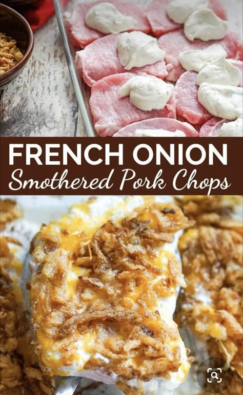 French Onion Smothered Pork Chops, Onion Smothered Pork Chops, Creamy Pork Chops, Pork Chops Baked, Smothered Pork, Easy Pork Chops, Easy Pork Chop Recipes, Pork Chop Recipes Baked, Smothered Pork Chops