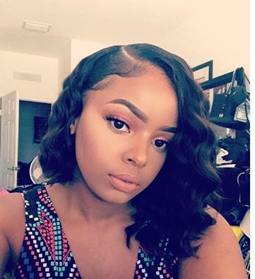 Bob Hairstyles For Black Women Crimps, Side Part Curly Bob Weave, Deep Side Part Curly Bob, Curly Bob Quick Weave Hairstyles, Curly Bob Hairstyles For Black Women, Side Braids Hairstyles, 10inch Bob Wig Curly, Beautiful Short Hairstyles, Braided Space Buns