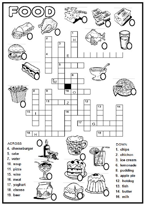 Food And Drink Worksheet, Best Sport, English Exercises, English Games, Kids English, Crossword Puzzles, English Classroom, Summer Shoe, English Lessons For Kids