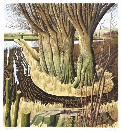 View The Glacial Vale By Simon Palmer; Pen and black ink, watercolour and bodycolour on paper; 26 5/8 x 24 3/8 in.; Signed; . Access more artwork lots and estimated & realized auction prices on MutualArt. Simon Palmer, Eric Ravilious, British Paintings, Paint Collage, Dry Desert, British Artists, Dry Stone Wall, Dry Stone, Ancient Tree