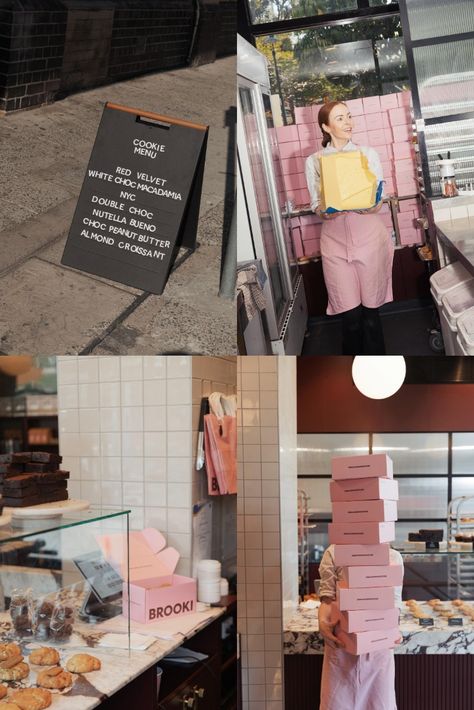 Step inside Brooki Bakehouse in Brisbane: home to the internet's favourite cookies! Cookie Store Interior, Local Bakery Aesthetic, Bakery Booth, Jolene Bakery London, Brooki Bakehouse, Bakery Behind The Scenes, Small Town Bakery, Cozy Bakery, Bakery Photography