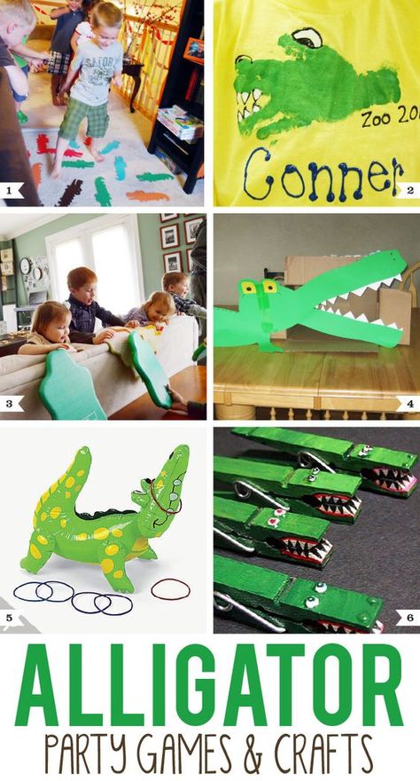 Gator Party, Alligator Birthday Parties, Crocodile Party, Party Games Kids, Swamp Party, Alligator Party, Alligator Birthday, Reptile Party, Birthday Party Games For Kids