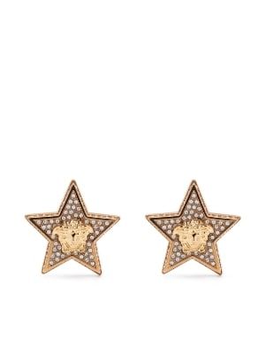 FARFETCH - The Global Destination For Modern Luxury Extravagant Earrings, Earring Png, Versace Earrings, Versace Gold, Star Stud Earrings, Pinterest Ideas, Medusa Head, Star Earrings Stud, Eye Makeup Art