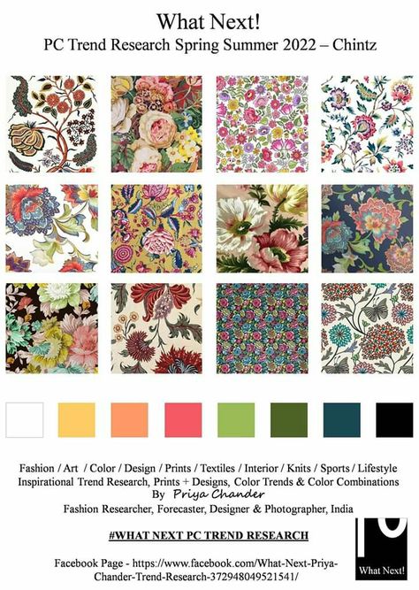 2023 Fabric Trends, Fashion Trend Pattern, Chintz Fabric, Fashion Trend Forecast, Trend Forecast, Floral Trends, Color Trends Fashion, Kids Fashion Trends, Textile Pattern Design