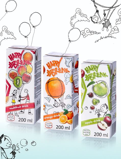 Happy Break on Packaging of the World - Creative Package Design Gallery Drink Packaging Design, Kids Packaging, Kids Juice, Drinks Packaging Design, Fruit Packaging, Creative Package Design, Juice Packaging, Bottle Design Packaging, Cool Packaging