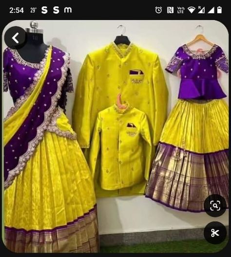 Family Combo Dress Indian For Birthday, Family Dress Combination Indian, Family Matching Outfits Photography, Family Dress Combination, Pearl Chain With Pendant, Family Matching Outfits Indian, Langa Jacket, Party Paper Decorations, Family Matching Dress