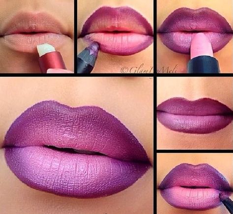 Bored of plain lipstick shades and older trends of using'em ? You must try something new... classy, trendy and most appealing, The two t... Ombre Lips Tutorial, Extreme Make-up, Drag Make-up, Lipstick Tutorial, Lip Tutorial, Perfect Lipstick, Lip Makeup Tutorial, Ombre Lips, Smink Inspiration