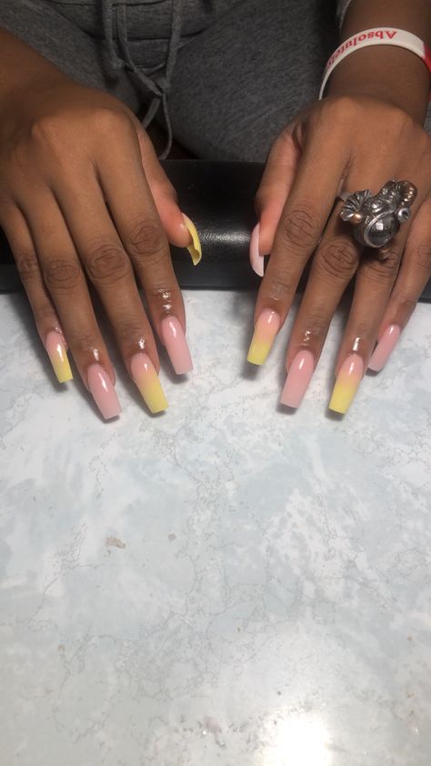 Pink Yellow Nail Designs, Pink Lemonade Nails, Lemonade Nails, Yellow Nail Designs, Yellow Nail, Awesome Nails, Pastel Nails, Pink Lemonade, Pink And Yellow