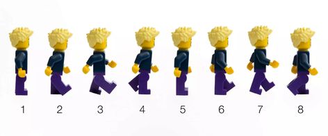 Animate the Walking Movement - Stop Motion Film Tutorials Lego Stopmotion, Lego Film, Stop Motion Photography, Kartu Pokemon, Walk Cycle, Cyberpunk Armor, Animation Stop Motion, Motion Photography, Lego Craft