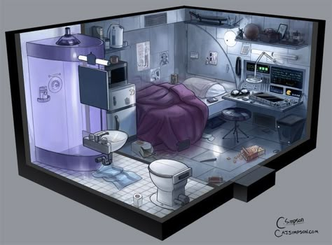 Sci Fi Bedroom Concept Art, Scifi Bedroom, Sci Fi Wallpapers, Laboratory Interior, Sci Fi Bedroom, Spaceship Design Interior, Bunker Ideas, Modern Dnd, Sci Fi Outfits