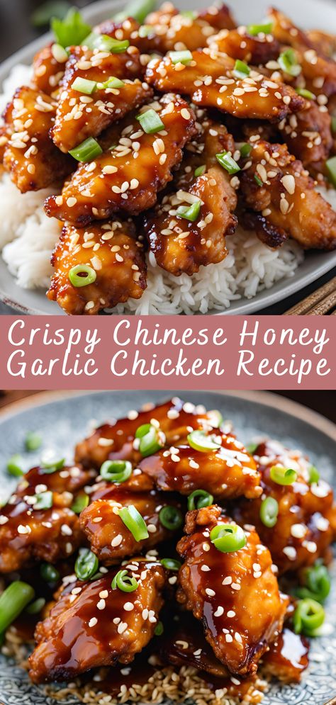 Crispy Chinese Honey Garlic Chicken Recipe | Cheff Recipes Double Crunch Honey Garlic Chicken, Chinese Restaurant Recipes, Garlic Chicken Recipe, Homemade Chinese Food, Homemade Chinese, Chinese Foods, Asian Meals, Recipes Chinese, Garlic Chicken Recipes