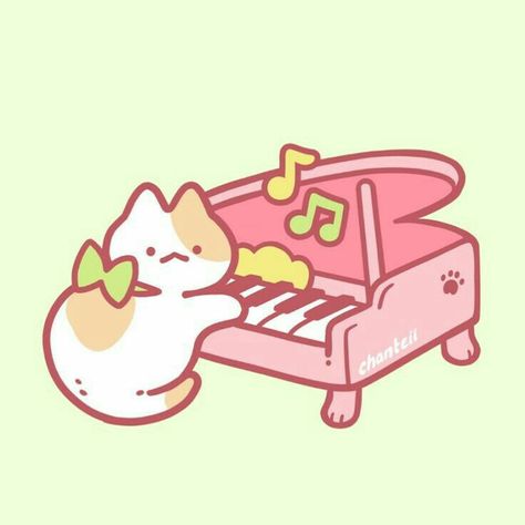 Drawing Desk, Abstract Wallpaper Design, Cat Post, Cute Animal Drawings Kawaii, Chibi Drawings, Kawaii Aesthetic, Kawaii Cat, The Piano, Pastel Art