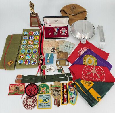 (eBay) Vtg LOT of BSA Boy Scout Eagle Scout Medal Patches Badge Trophy Sash Hat Canteen Boy Scouts Eagle, Korea Girl, Eagle Scout, Boy Scout, Boy Scouts, See Pictures, Collectibles, Hats