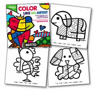 britto art - I can have Alex color britto art for me Romero Britto Art Lesson, Romero Britto Art, Britto Art, Art Handouts, Kids Art Supplies, Animal Coloring Books, Children's Art, Arts Ed, Art Lesson Plans