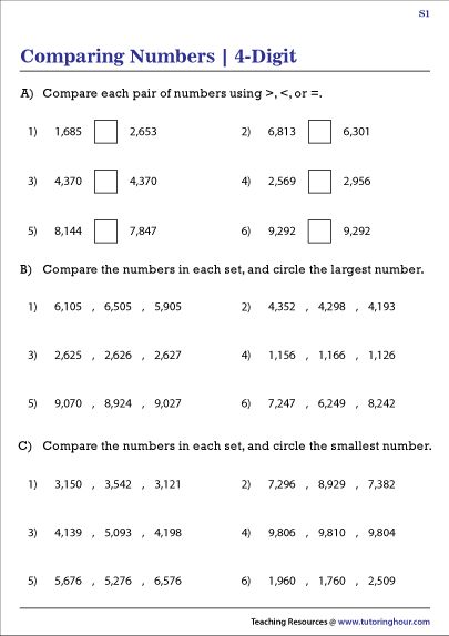 Comparing 4 Digit Numbers Worksheet, 4 Digit Numbers Worksheet, Science Teacher Quotes, Comparing Numbers Worksheet, Maths Worksheet, Worksheets For Grade 3, Numbers Worksheets, 3rd Grade Math Worksheets, Comparing Numbers