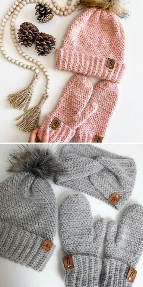 How To Crochet Hat Scarf & Mittens - Free Patterns Crocheted Mittens, Crochet Baby Cap, Crochet Mittens Free Pattern, Easy Crochet Hat Patterns, Crochet Mittens Pattern, Winter Sets, Crochet Scarfs, Glove Pattern, Easy Crochet Hat