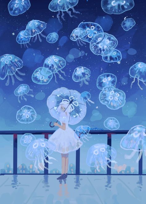 Princess Jellyfish, Jellyfish Art, Jelly Fish, Drawing Inspo, Sea Creatures, Pretty Art, Jellyfish, Art Styles, Art Stuff