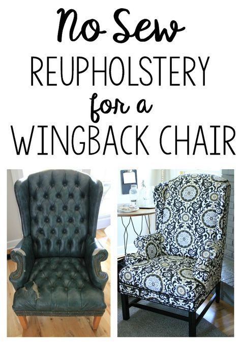 Here's how I took an eyesore of an old armchair and turned it into a showpiece -my no sew method to reupholster a wingback chair. Reupholster Couch Diy, Reupholster Chair Diy, Reupholster Couch, Old Armchair, Upholstered Chairs Diy, Reupholster Chair Dining, Diy Furniture Upholstery, Furniture Reupholstery, Chairs Diy