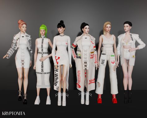 COLLECTION OFF WHITE | Kryptonita Peach on Patreon Boxing Outfit, Sims Clothes, Sims Packs, The Sims 4 Pc, Sims 4 Download, Sims 4 Cc Skin, Sims 4 Expansions, Sims 4 Dresses, Sims 4 Characters