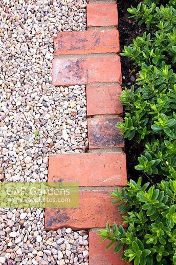 Bricks used as edging to a gravel path Brick Edging, Garden Pond Design, Brick Path, Walkways Paths, Small Backyard Ideas, Gravel Path, Coastal Gardens, Pond Design, Stone Path