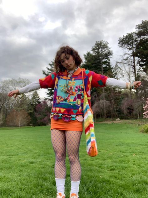 Vintage Funky Outfits, Funky Club Outfits, Tacky Fashion Aesthetic, Funky Colourful Outfits, Summer Outfits Funky, Fun Funky Outfits, Funky Clothes For Women, Weird Style Fashion, Funky Layered Outfits