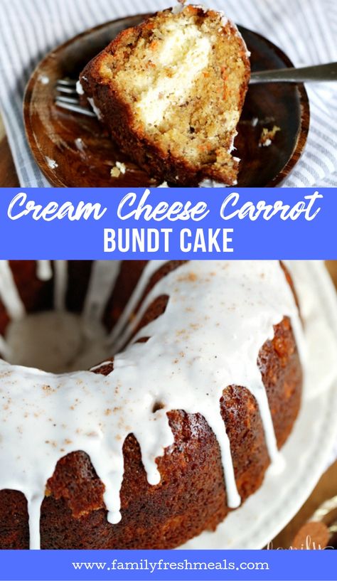 Cream Cheese Carrot Bundt Cake #familyfreshmeals #carrotcake #carrot #cake #easter #creamcheese #easyrecipe Carrot Cake Bundt, Carrot Bundt Cake, Cake Bundt, Moist Carrot Cake, Whipped Cream Cheese Frosting, Moist Carrot Cakes, Family Fresh Meals, Salty Cake, Carrot Cake Recipe