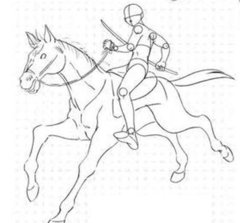 Horse Riding Art Reference, Horseback Riding Drawing Reference, Human Riding A Horse Drawing, Riding A Horse Drawing Reference, Riding Poses Drawing, Art Reference Poses Swords, Horse Rearing Drawing Reference, Horse And Person Drawing, How To Draw A Person Riding A Horse