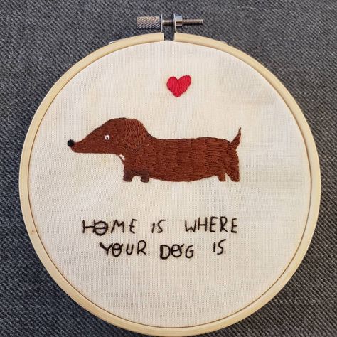 Home is where your dog is ❤ #embroidery #dog #duchshund #salsicha #compredequemfaz Embroidery Dog, Home Is Where, Dachshund, Hand Embroidery, Coin Purse, Cross Stitch, Embroidery, Dogs