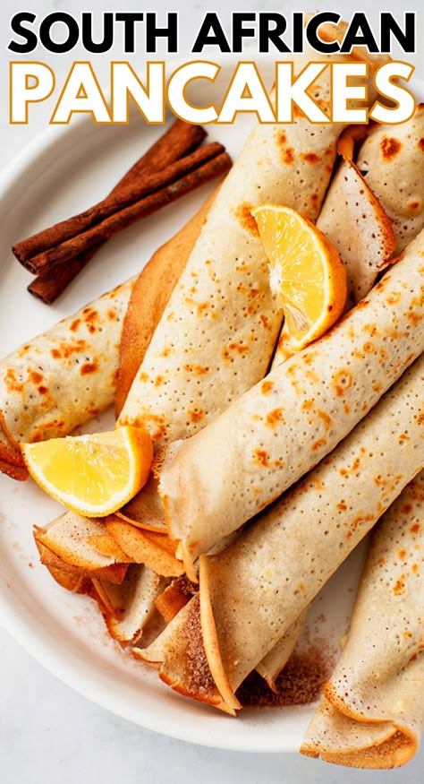 South African Pancakes South Africa Desserts, Easy South African Recipes, African Pancakes, South African Rusks, African Soups, Nigerian Jollof Rice, African Desserts, South African Desserts, Ibs Friendly Food