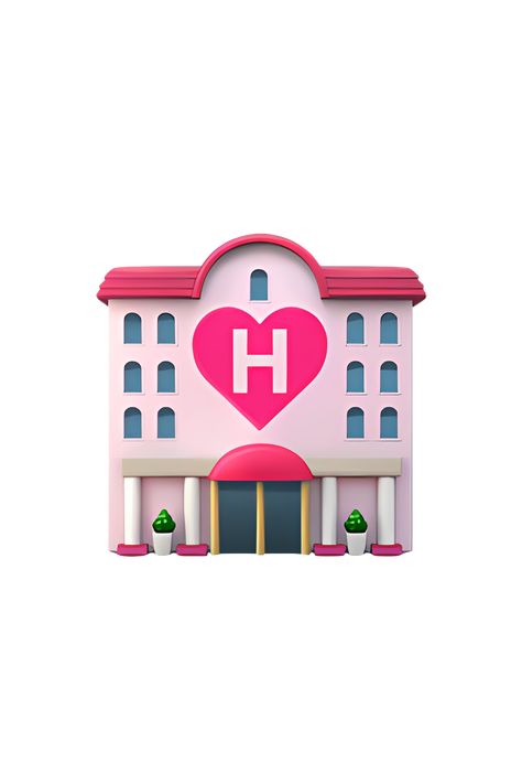 The emoji 🏩 Love Hotel depicts a building with a red roof and a white facade. The building has a large heart-shaped window on the front, with a pink heart in the center. There are two windows on either side of the heart-shaped window, and a door with a pink heart-shaped handle. The building is surrounded by green trees and a blue sky with a white cloud. The overall appearance of the emoji is cute and romantic, with a playful and whimsical feel. House Emoji, White Facade, Pink Emoji, Apple Emojis, Love Hotel, Emoji Iphone, Emoji Love, The Emoji, Heart Emoji