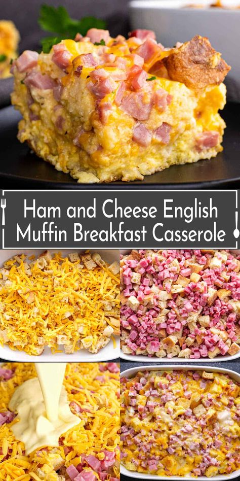 Egg Breakfast Prep Ideas, Ham Souffle Recipes, Breakfast And Brunch Ideas, Ham And Cheese English Muffins, Egg Mcmuffin Casserole, Christmas Brunch Casserole Recipes, Egg And Ham Recipes, Mcgriddle Casserole Recipe, Savory Breakfast Potluck Ideas