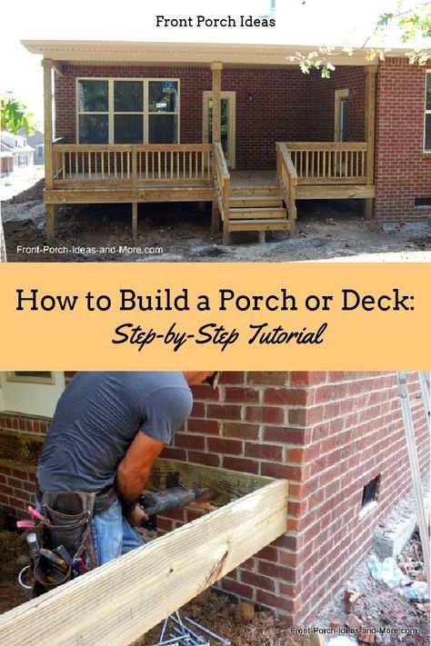 Diy Front Porch Ideas Building, Building A Porch On A Budget, Diy Small Porch, Diy Wooden Porch, Building A Small Deck, Easy Diy Porch, Extending Porch Ideas, How To Build A Covered Front Porch, How To Build A Front Porch On A Budget