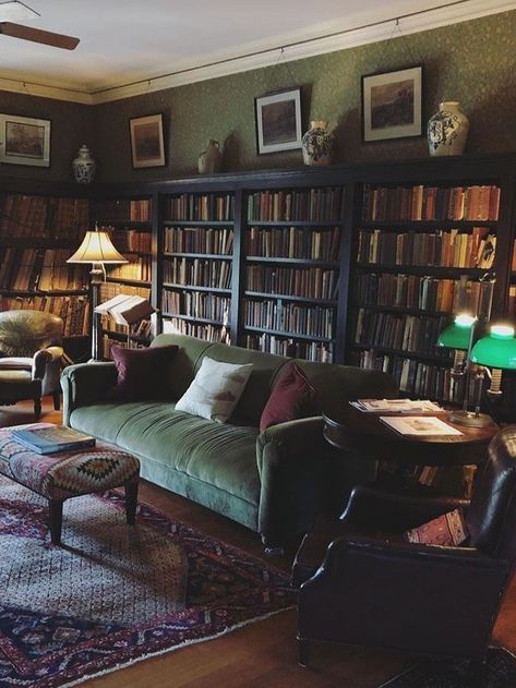 Cozy Home Library, Ann Street Studio, Home Library Rooms, Dark Home Decor, Home Library Design, Home Decor Ideas Living Room, Dark Home, Home Libraries, Ideas Living Room