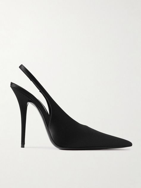 SAINT LAURENT - L'entracte Satin Slingback Pumps - Black Ysl Heels, Slingback Pump, Black Pumps, The Fall, Saint Laurent, Pumps, Satin, Heels, Closet