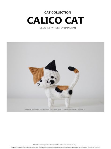 Calico Cat Crochet Pattern Free, Crochet Calico Cat, Sport Weight Yarn, Calico Cat, Safety Eyes, Crochet Cat, Cat Toy, Crochet Hook, Crochet Yarn