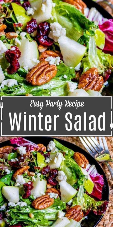 Holiday Tossed Salad, Healthy Salad Recipes With Fruit, Simple Easy Salad Dressing, Clean Winter Recipes, Christmas Salad With Goat Cheese, Side Salad For Large Group, Holiday Dinner Sides Christmas, Best Party Salads, Side Salads For Dinner Easy Recipes