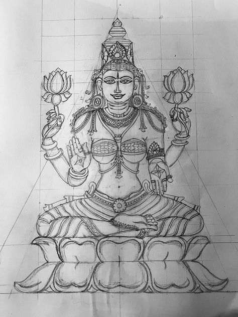 Shilpashastra Drawing, Iskcon Paintings, Hindu Sketches, Tanjore Sketches, Shilpa Shastra, Shiva Drawing, Beautiful Pencil Drawings, Temple Drawing, Ganesha Drawing