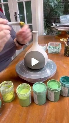 Mukesh Kumar on Instagram: "Ceramic art by @happyheartceramics   "VASE MAKING PROCESS"" Ceramic Paint Techniques, Ceramics Underglaze Painting, Painting Glazed Ceramic Pots, How To Paint Clay Pots, Ceramic Vase Glaze Ideas, How To Paint Ceramic Pots, Painting Ideas On Ceramics, Pot Color Ideas, Colored Slip Pottery