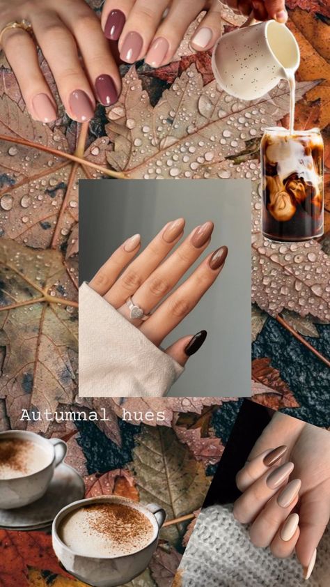 Brown, autumnal colour hues for nail paint, manicure, shellac colours. Latte Nails, Autumn Nails, Coffee Colour, Nail Inspo, Nails, Coffee