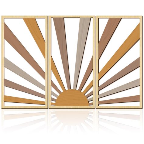 PRICES MAY VARY. Sun Wall Decor Set: this package includes 3 pieces of sunrise wall sculptures; Each piece is a portal to the tranquil beauty of a sunrise, that when applied together, they create a cohesive and striking aesthetic effect in your space Quality Wood Material: exquisitely crafted from wood, the sunrise wall decor set comes with a sublime natural charm that seamlessly blends with your interior decor; The unique wood material is designed to add a rustic and earthy ambiance to your spa Sunroom Lounge, Sun Wood Art, Yellow Bedrooms, Blue Yellow Bedrooms, Scrap Wood Wall Art Sun, Gold Sun Wall Decor, Wooden Sunrise Wall Art, Sunburst Wall Decor, Wall Decor Mid Century Modern