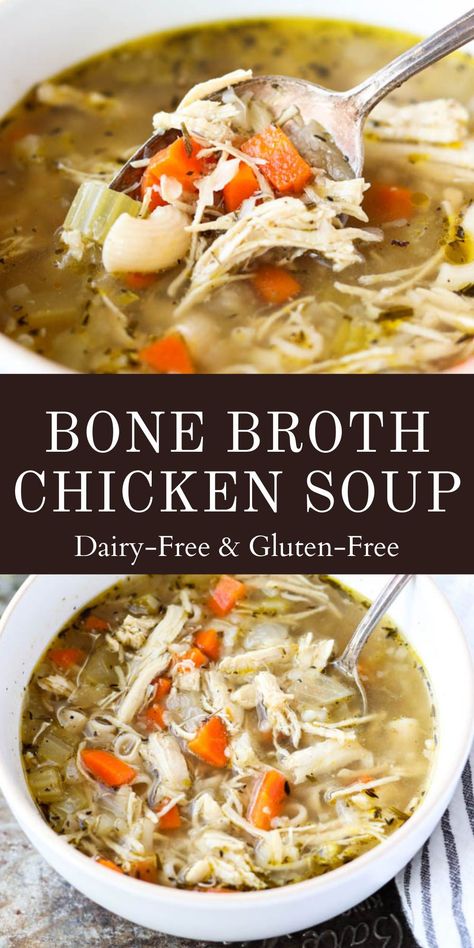 Gut Health Chicken Soup, Keto Bone Broth Soup Recipes, Soups With Bone Broth Base, Broth Based Chicken Soup, Gluten Free Bone Broth Soup, Bone Broth Based Soup Recipes, Recipes With Bone Broth In It, Simple Bone Broth Soup, Recipes Made With Bone Broth