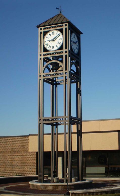 Towers | The Verdin Company Modern Clock Tower, Clocktower Architecture, Community Gathering Space, Tower Clock, Library Signage, Community Gathering, Landscape And Urbanism Architecture, Outdoor Clock, Tower Design