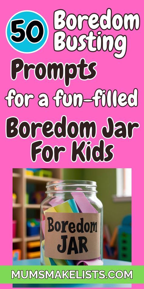 Boredom jar full of boredom busting ideas written on chits of paper Ideas For Babysitting Kids, I’m Bored Jar For Kids, Bored Jar Ideas For Teenagers, I’m Bored Ideas For Kids, Bored Jar Ideas For Kids, Activity Jar Ideas, Crafts To Do At Home When Bored, Bored Jar Ideas, Fun Things To Do When You Are Bored