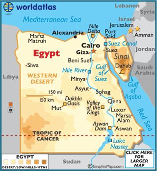 This is a map of Egypt that shows its coastal location. There was once an upper and lower Egypt until the unification around 1300 BC when Namer became the first king of the first dynasty and unified the two regions of Egypt. Ancient Egypt Map, Map Of Egypt, Aswan Dam, Egypt Pyramids, Egypt Flag, Egypt Map, Travel Egypt, Egypt Culture, Nile Delta