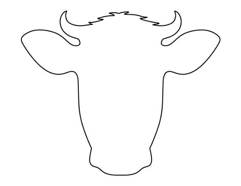 Cow face pattern. Use the printable outline for crafts, creating stencils, scrapbooking, and more. Free PDF template to download and print at http://patternuniverse.com/download/cow-face-pattern/ Cow Face Printable, Cow Head Stencil, Cow Head Template Free Printable, Cow Head Door Hanger Template, Cow Pumpkin Stencil, Cow Face Template Free Printable, Cow Head Pattern, Cow Stencil Free Printable, Cow Template Free Printable