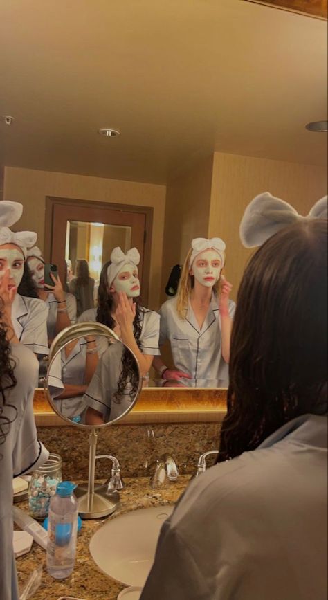 Blue Clean Girl Aesthetic, Mirror Pic Poses, Washing Face, Friend Activities, Blue Coral, Elastic Headband, Teen Life, Friend Goals, Friend Poses