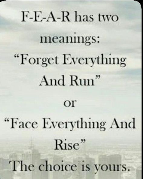 Hey guys ! Here is another positive quote Here are the 2 meanings of the word F.E.A.R, you have to choose which one u want to follow!, Fear Has Two Meanings, Dark Meaning, Fear Meaning, Face Everything And Rise, Word F, Fear Quotes, Meant To Be Quotes, Want To Be Loved, Positive Quote